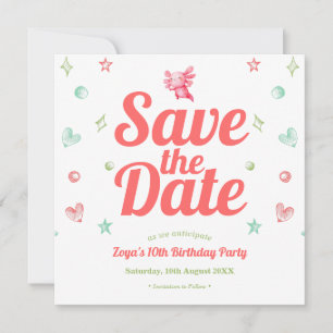 Rosa Axolotl Watercolor Birthday Spara Datumet