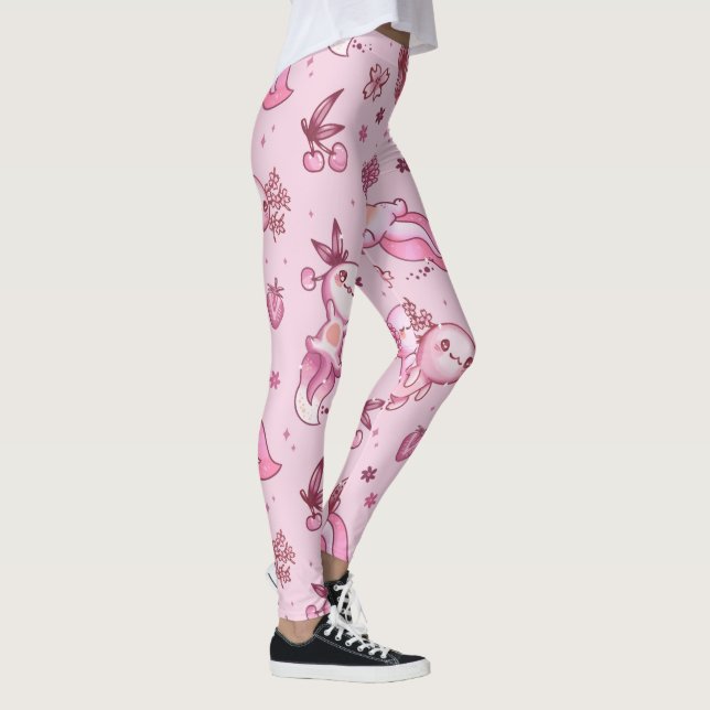 Rosa Axolotls Mönster Leggings (Höger)