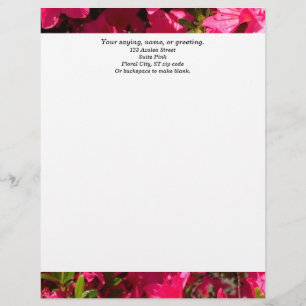Rosa Azalea Anpassningsbar Letterhead med Adress Brevhuvud