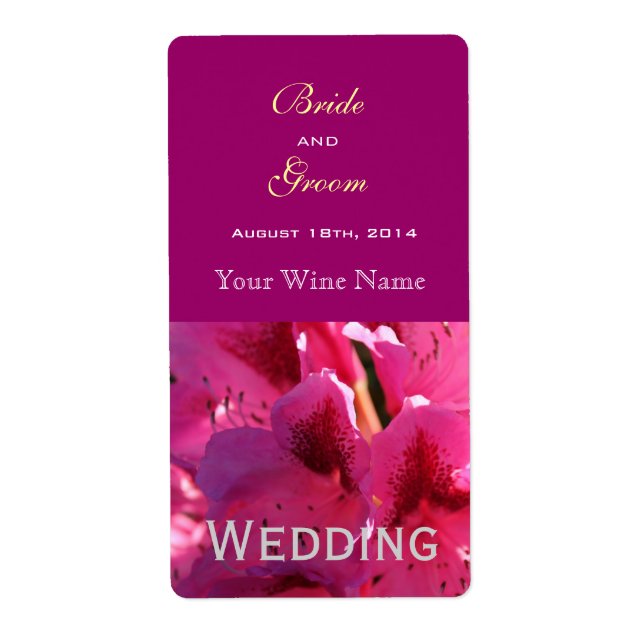 rosa azalea-blomman bröllop vin. fraktsedel (Framsidan)