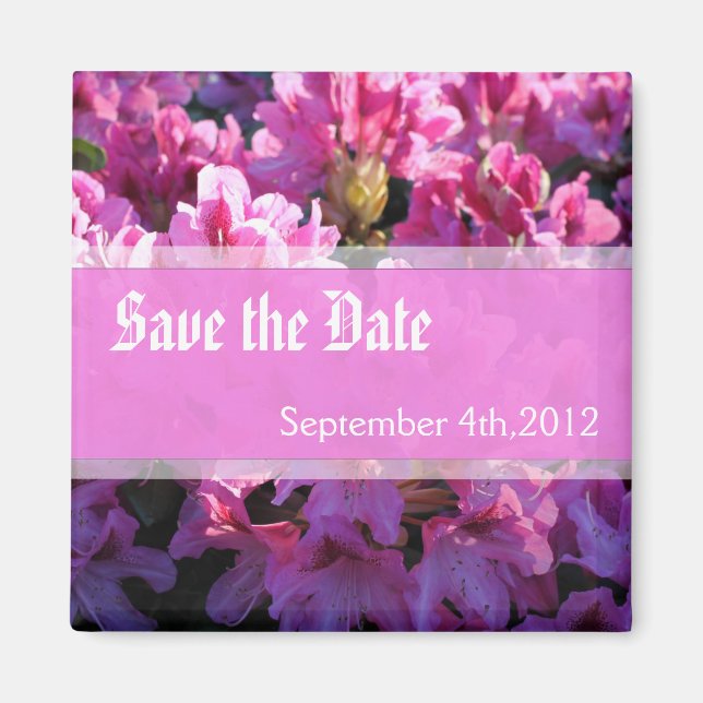 Rosa azalea blommar bush bröllop spara datum magnet (Framsidan)