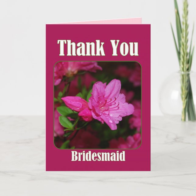 Rosa Azalea Bridesmaid Tack Kort (Framsida)