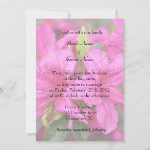 rosa azalea bröllopsinbjudan, brud och brudgumm inbjudningar