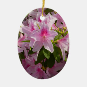 Rosa Azalea Bush Vår Blommigt Julgransprydnad Keramik