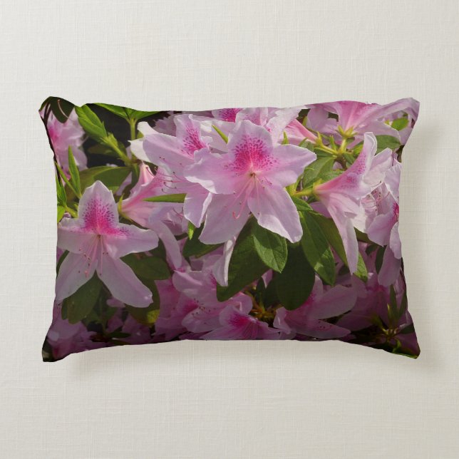 Rosa Azalea Bush Vår Blommigt  Prydnadskudde (Framsidan)