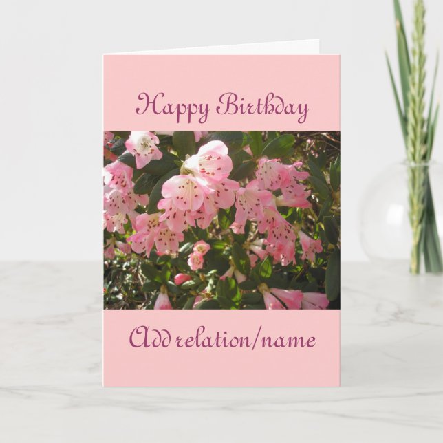 Rosa Azalea Flower Birthday Card Kort (Framsida)