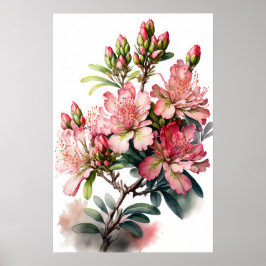 Rosa Azalea Flowers Art Print Poster