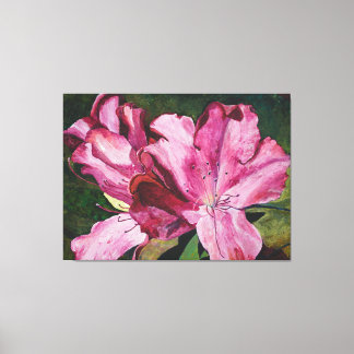 Rosa Azalea Flowers Painting Canvastryck
