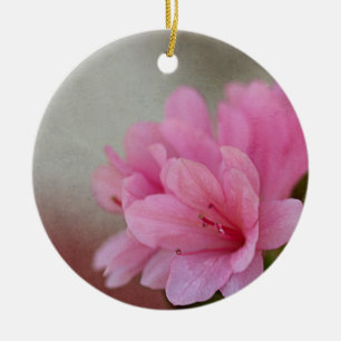 Rosa Azalea Texturerad Personlig Julgransprydnad Keramik