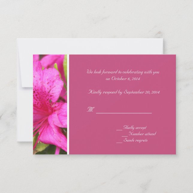 Rosa azaleablommor RSVP bröllop Inbjudningar (Framsida)
