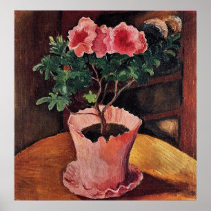 Rosa Azaleas vid Augusti Macke Poster