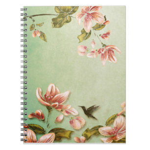 Rosa Azaleas Vintage på Grönt Mist Anteckningsbok