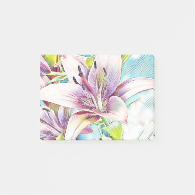 Rosa Azeea Flower Teckning Post-it Block (Framsida)