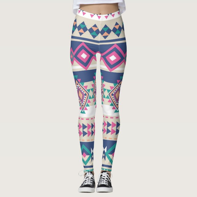 Rosa Aztec Blend Kvinnors benägenhet Leggings (Framsida)