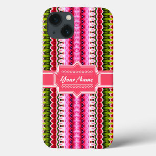 Rosa Aztec Tribal Ikat Personlig Namn