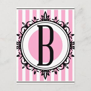 Rosa "B" monogram Vykort
