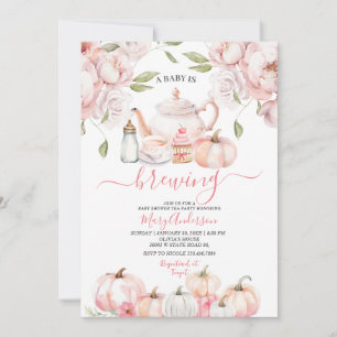 Rosa Baby andas tea Pumpkin Fall Baby Shower Inbjudningar