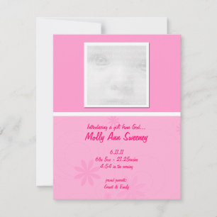Rosa Baby annonscertifikat Inbjudningar