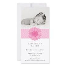 Rosa Baby-annonseringsfotokort