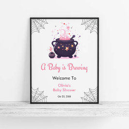 Rosa Baby är välkommen till Halloween Baby Shower Poster