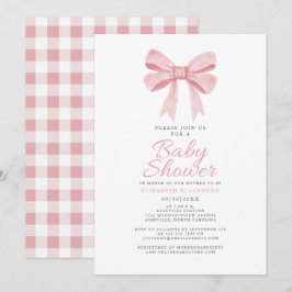Rosa Baby Baby Shower Flicka Coquette Rutigt Rutmö Inbjudningar
