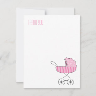 Rosa Baby Barnvagn Flata Tackkort-kort Anteckningskort
