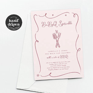 Rosa Baby BBQ BaByQ Sprinkle-inbjudan för flicka Inbjudningar