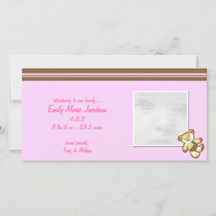 Rosa Baby Bear Baby-annonsfoto Meddelande