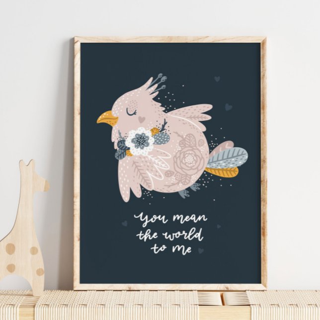 Rosa Baby Bird Rosa Nursery Poster | Baby Bird Art (Skapare uppladdad)