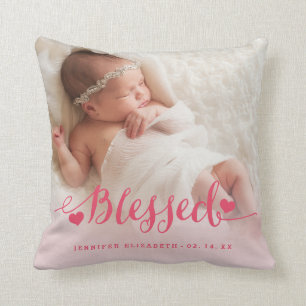 Rosa Baby Birth Photo Keepsaké Pillow Kudde