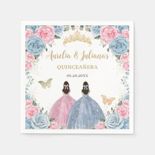 Rosa Baby blue Blommigt Princesses Twillingars Qui Pappersservett