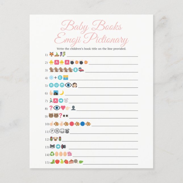 Rosa Baby Bokar Emoji Pictionary Game (Framsida)