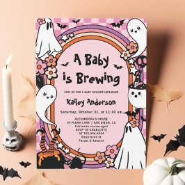 Rosa Baby brinner Halloween Baby Shower Inbjudningar