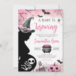 Rosa Baby brinner Halloween Baby Shower Inbjudningar