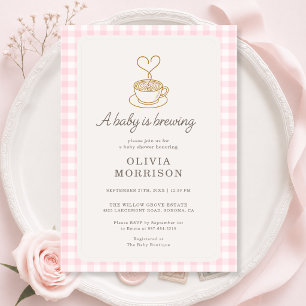 Rosa Baby brygger Coffee Girl Baby Shower Inbjudningar