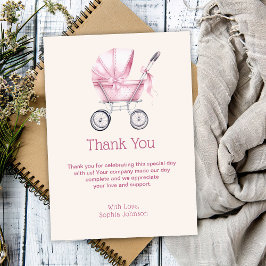 Rosa Baby Carriage Baby Shower Tack Kort