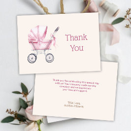Rosa Baby Carriage Baby Shower Tack Kort