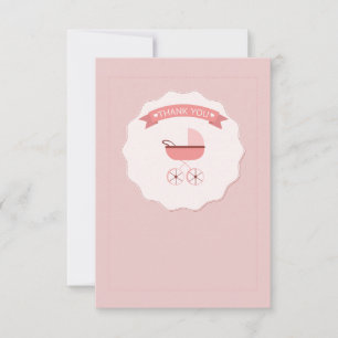 Rosa Baby Carriage Tack Notecard Inbjudningar