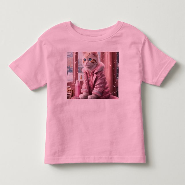 Rosa Baby Cat Småbarn Bra Jersey T-Shirt" T Shirt (Framsida)