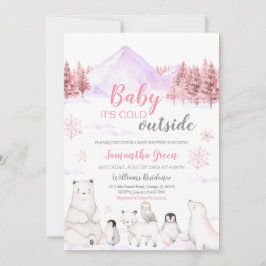 Rosa Baby Det är Kall utanför babyskabinka Inbjudningar