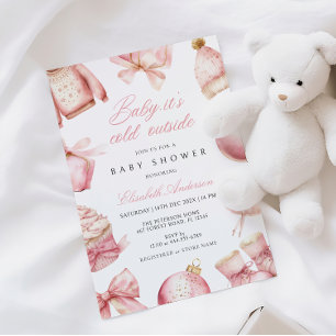 Rosa Baby Det är Kall utanför babyutbjudande Inbjudningar
