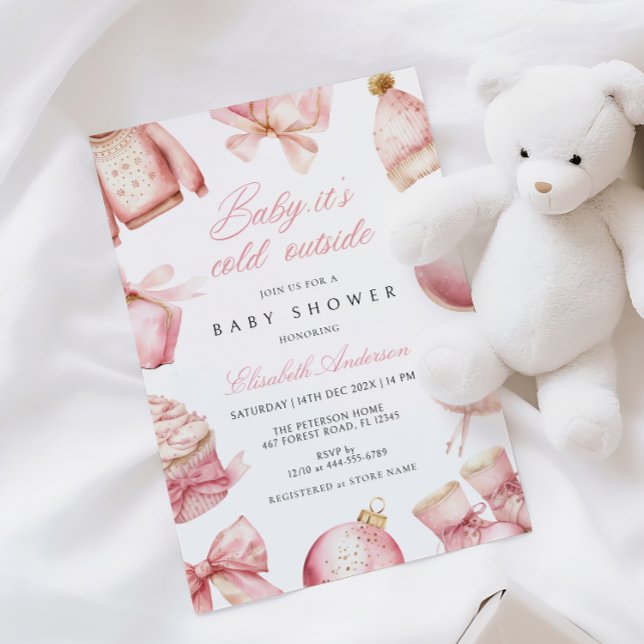 Rosa Baby Det är Kall utanför babyutbjudande Inbjudningar (Skapare uppladdad)
