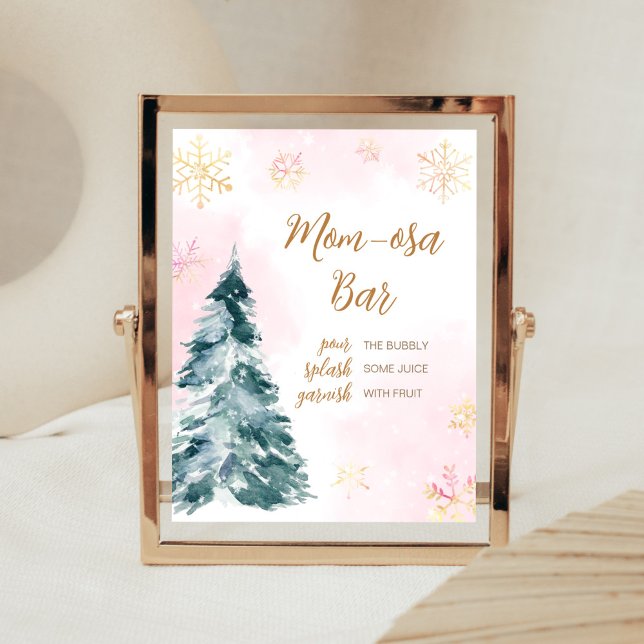 Rosa Baby Det är Kallet utanför Mamma Osa Pub Poster (Pink Gold Winter Cold Outside Baby Shower Mom Osa Bar Sign)