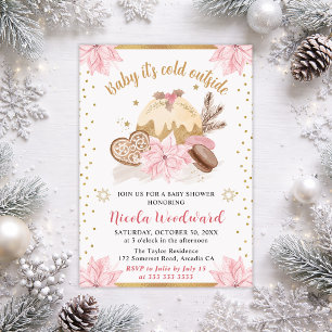 Rosa Baby Det är kallt ute Baby Shower Inbjudningar