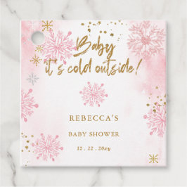 Rosa Baby det är kallt ute Vinter Baby Shower Gåvor Etiketter