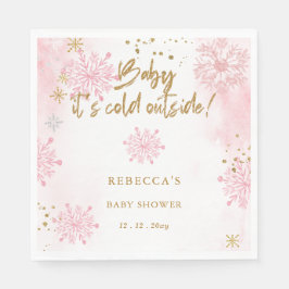 Rosa Baby det är kallt ute Vinter Baby Shower Pappersservett