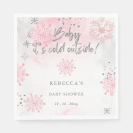 Rosa Baby det är kallt ute Vinter Baby Shower Pappersservett