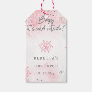 Rosa Baby det är kallt ute Vinter Baby Shower Presentetikett