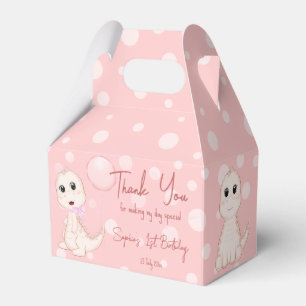 Rosa baby dinosauaur-födelsedagen polka dots anpas presentaskar