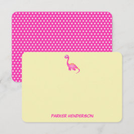 Rosa Baby Dinosaur Personlig Stationery Tack Kort